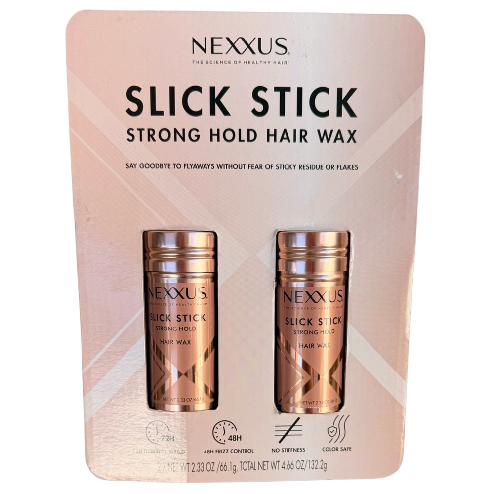 Nexxus Slick Stick Strong Hold Hair Styling Wax 48-hr Frizz Control 2 x 2.33 oz